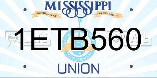 1ETB560 Mississippi License Plate