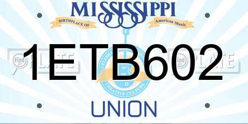 1ETB602 Mississippi License Plate