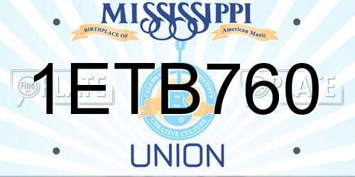 1ETB760 Mississippi License Plate