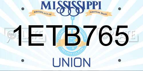 1ETB765 Mississippi License Plate