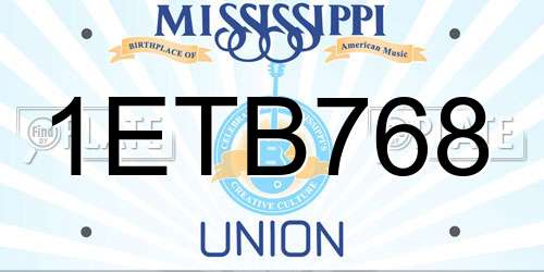 1ETB768 Mississippi License Plate