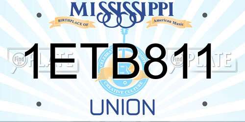 1ETB811 Mississippi License Plate