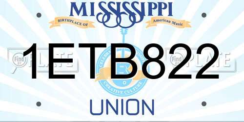 1ETB822 Mississippi License Plate