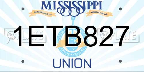 1ETB827 Mississippi License Plate