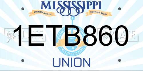 1ETB860 Mississippi License Plate