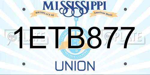1ETB877 Mississippi License Plate