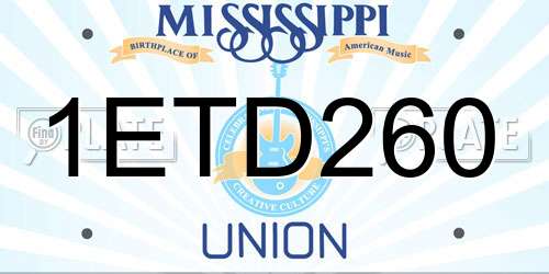 1ETD260 Mississippi License Plate