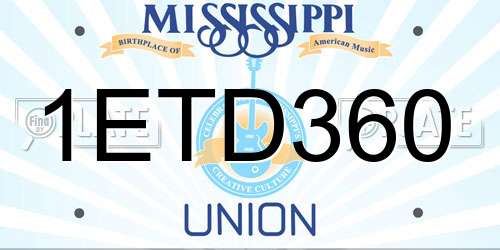 1ETD360 Mississippi License Plate