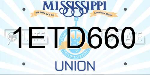 1ETD660 Mississippi License Plate