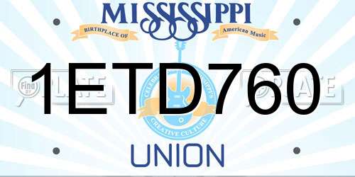1ETD760 Mississippi License Plate