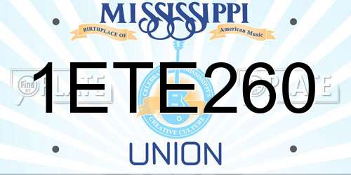 1ETE260 Mississippi License Plate