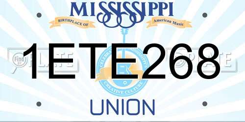 1ETE268 Mississippi License Plate