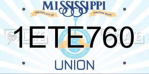 1ETE760 Mississippi License Plate