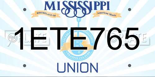 1ETE765 Mississippi License Plate