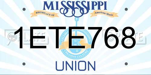 1ETE768 Mississippi License Plate