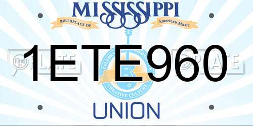 1ETE960 Mississippi License Plate