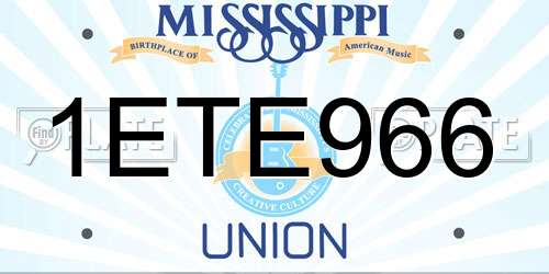 1ETE966 Mississippi License Plate
