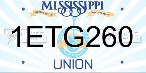 1ETG260 Mississippi License Plate