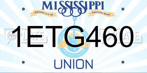1ETG460 Mississippi License Plate
