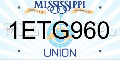 1ETG960 Mississippi License Plate