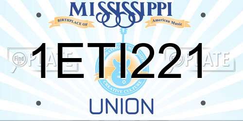 1ETI221 Mississippi License Plate