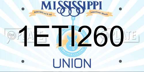 1ETI260 Mississippi License Plate