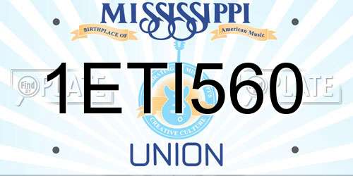 1ETI560 Mississippi License Plate