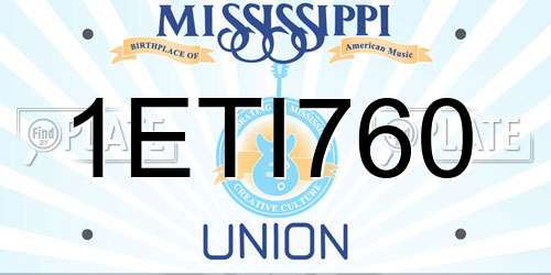 1ETI760 Mississippi License Plate