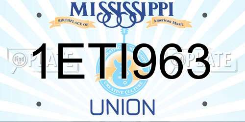 1ETI963 Mississippi License Plate