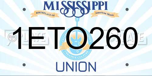 1ETO260 Mississippi License Plate