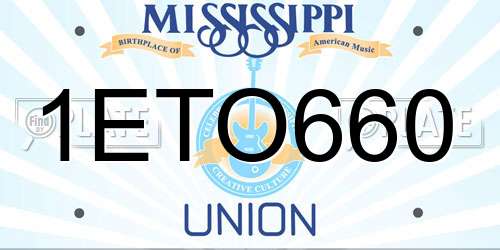 1ETO660 Mississippi License Plate