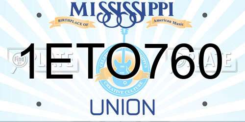 1ETO760 Mississippi License Plate