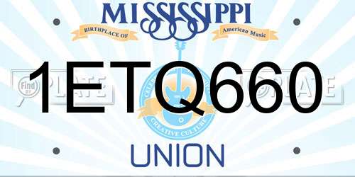 1ETQ660 Mississippi License Plate