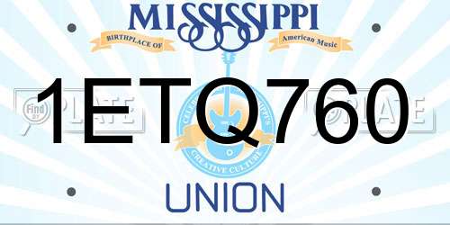 1ETQ760 Mississippi License Plate