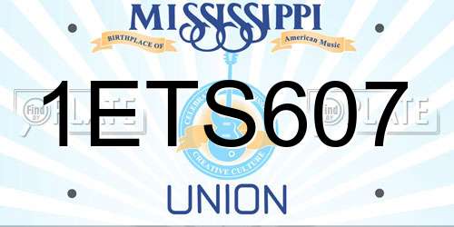 1ETS607 Mississippi License Plate