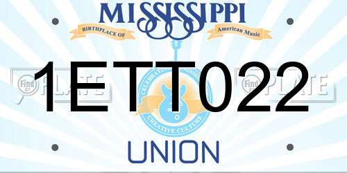 1ETT022 Mississippi License Plate