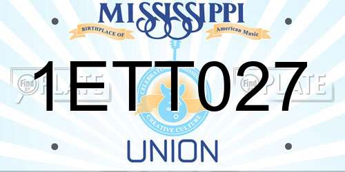 1ETT027 Mississippi License Plate