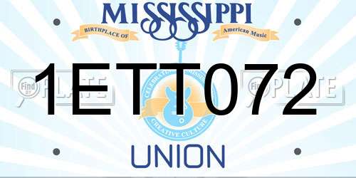 1ETT072 Mississippi License Plate