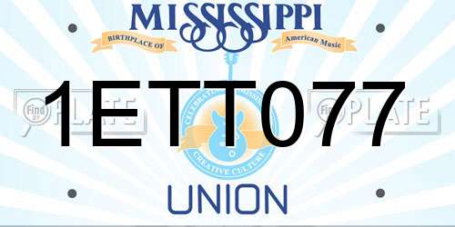1ETT077 Mississippi License Plate