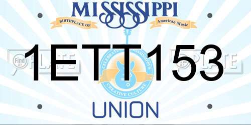 1ETT153 Mississippi License Plate