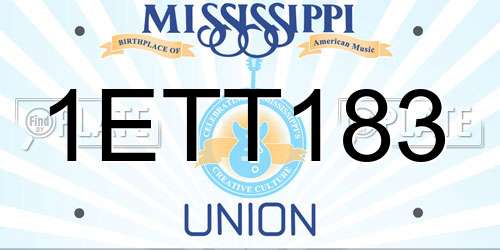 1ETT183 Mississippi License Plate