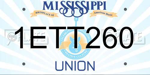 1ETT260 Mississippi License Plate