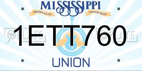 1ETT760 Mississippi License Plate