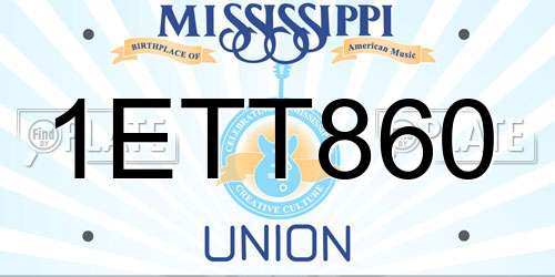 1ETT860 Mississippi License Plate