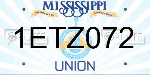 1ETZ072 Mississippi License Plate