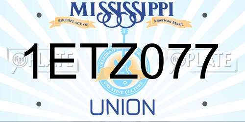 1ETZ077 Mississippi License Plate