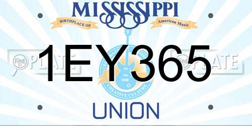 1EY365 Mississippi License Plate