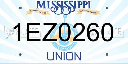 1EZ0260 Mississippi License Plate