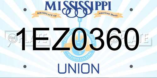 1EZ0360 Mississippi License Plate