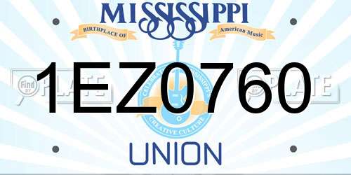 1EZ0760 Mississippi License Plate